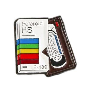 POLAROID BRAND VHS TAPE OIL DRIPPED ENAMEL PIN LAPEL PIN BROOCH NWT
